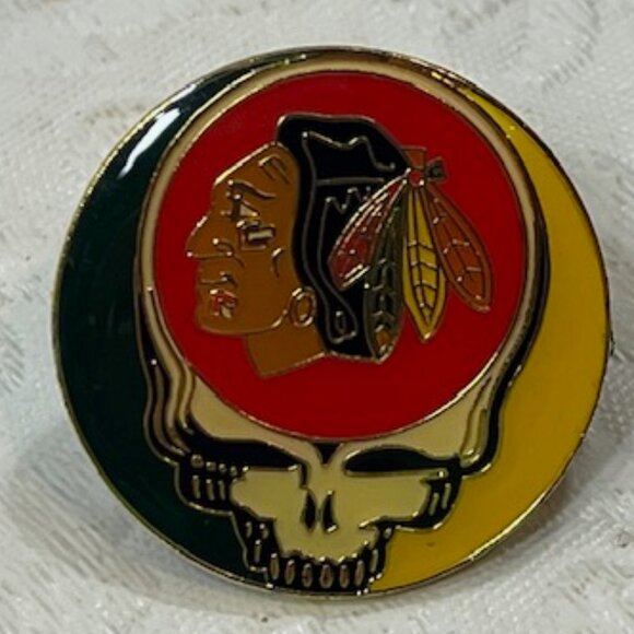 NHL Chicago Blackhawks Enamel Lapel Vest Jacket Hat Pin Hockey 1" - Picture 3 of 6